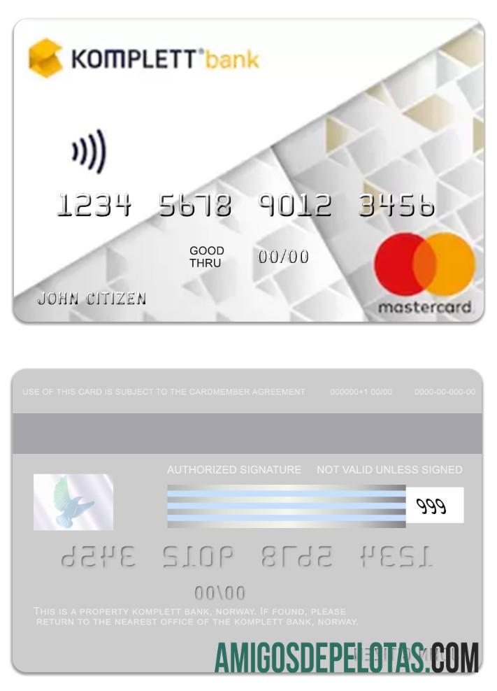 Norway Komplett Bank Mastercard template